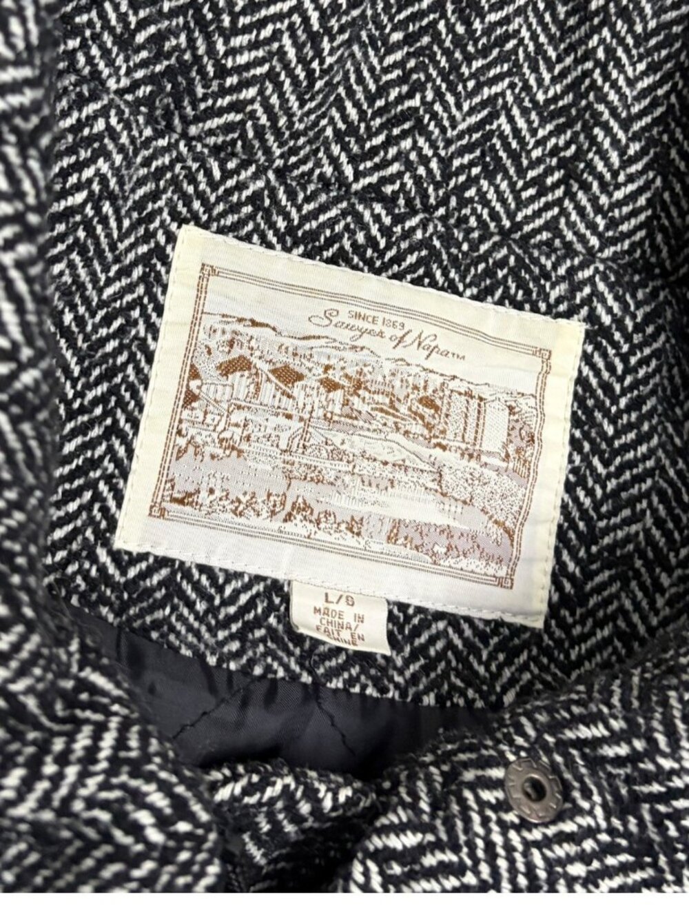 SAWYER OF NAPA 100% Wool Coat Luxury Winter Casual Jacket Womens Large - Picture 3 of 7